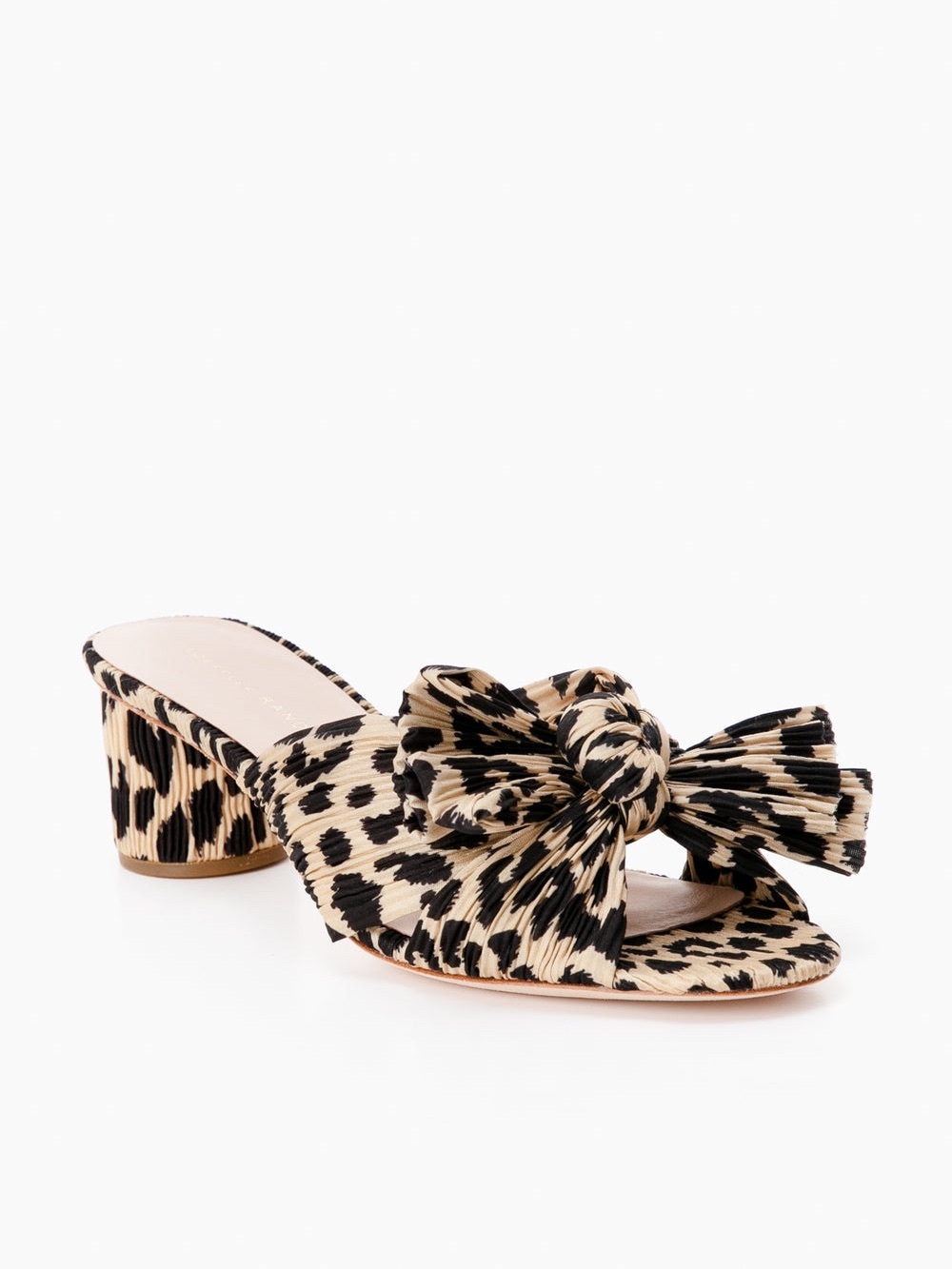 Loeffler Randall Beige & Black Knot-Front Slide Mules